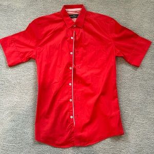 Ferragamo orange short sleeve button down. Size small.